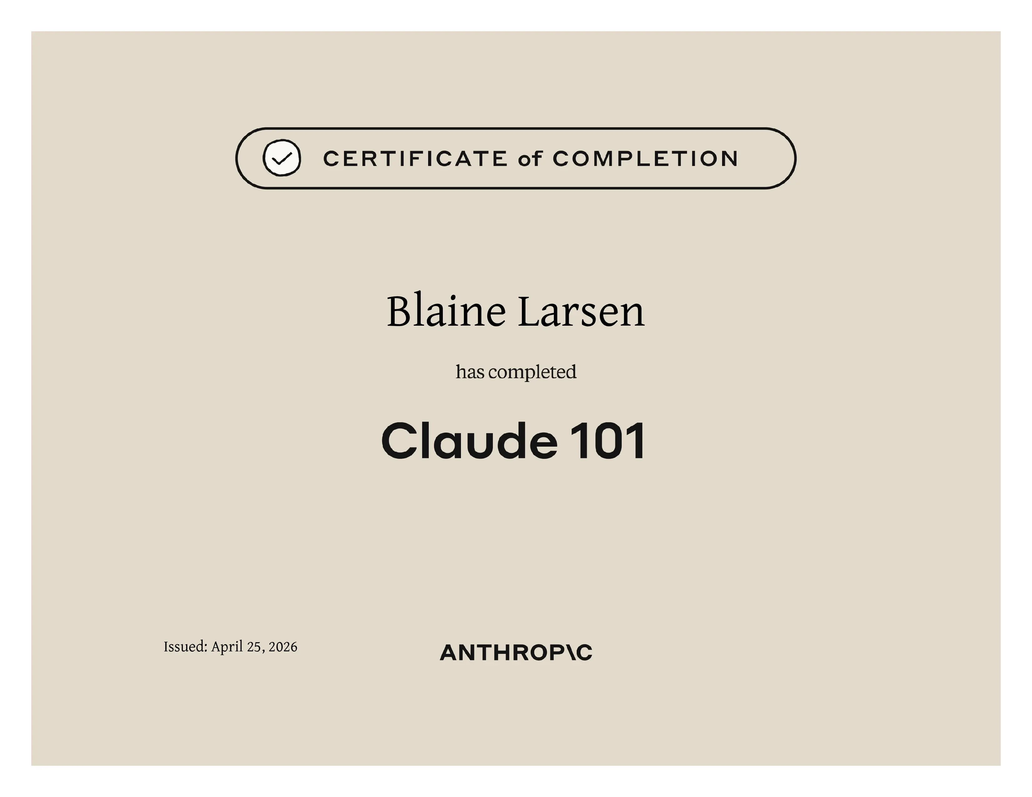 Anthropic Claude 101 Certification